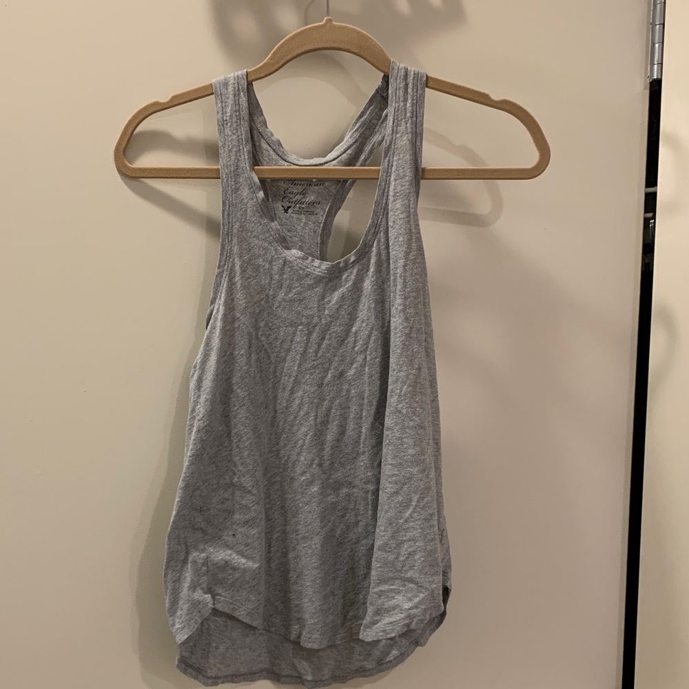 American Eagle Outfitters Light Gray Racerback Tank Top